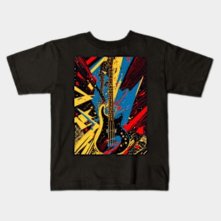 Cosmic Bass Riff: Shattering Musical Dimensions for bass player Kids T-Shirt